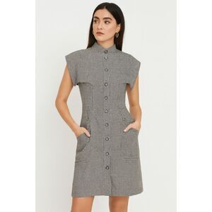 Vintage Chloe Black White Check Button Up Midi Dress   Women's Size Medium